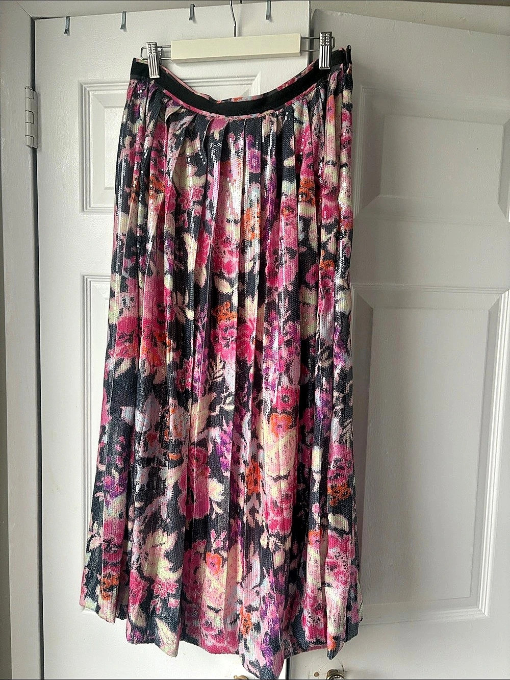 Anthropologie Maeve Floral Sequin long midi Skirt Size 10 Like New